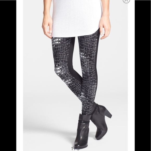 Lysse Crocodile Print Leggings  L - Picture 1 of 8
